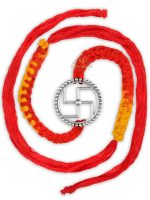 SJ Shubham Jewellers 925 Sterling Silver Sathiya (Cutwork) Rakhi for Brother | Charm Bracelet with Roli Chawal | Raksha Bandhan Gift for Men & Boys