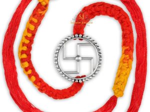 SJ Shubham Jewellers 925 Sterling Silver Sathiya (Cutwork) Rakhi for Brother | Charm Bracelet with Roli Chawal | Raksha Bandhan Gift for Men & Boys