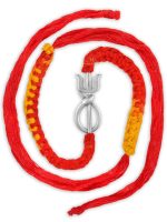 SJ Shubham Jewellers 925 Sterling Silver Trishul Shankh Rakhi for Brother | Charm Bracelet with Roli Chawal | Raksha Bandhan Gift for Men & Boys