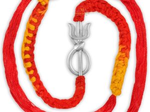 SJ Shubham Jewellers 925 Sterling Silver Trishul Shankh Rakhi for Brother | Charm Bracelet with Roli Chawal | Raksha Bandhan Gift for Men & Boys