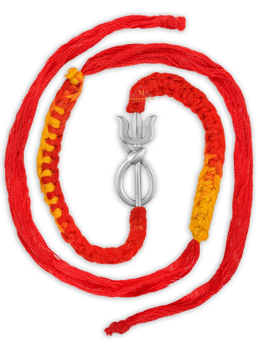 SJ Shubham Jewellers 925 Sterling Silver Trishul Shankh Rakhi for Brother | Charm Bracelet with Roli Chawal | Raksha Bandhan Gift for Men & Boys