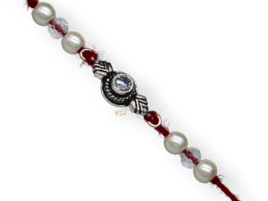 SJ Shubham Jewellers 925 Sterling Silver White (Daisy) Rakhi for Brother | Charm Bracelet with Roli Chawal | Raksha Bandhan Gift for Men & Boys
