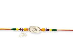 SJ Shubham Jewellers 925 Sterling Silver Om Rakhi for Brother | Charm Bracelet with Roli Chawal | Raksha Bandhan Gift for Men & Boys