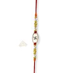 SJ Shubham Jewellers 925 Sterling Silver Sathiya Rakhi for Brother | Charm Bracelet with Roli Chawal | Raksha Bandhan Gift for Men & Boys