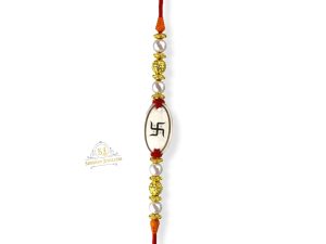SJ Shubham Jewellers 925 Sterling Silver Sathiya Rakhi for Brother | Charm Bracelet with Roli Chawal | Raksha Bandhan Gift for Men & Boys