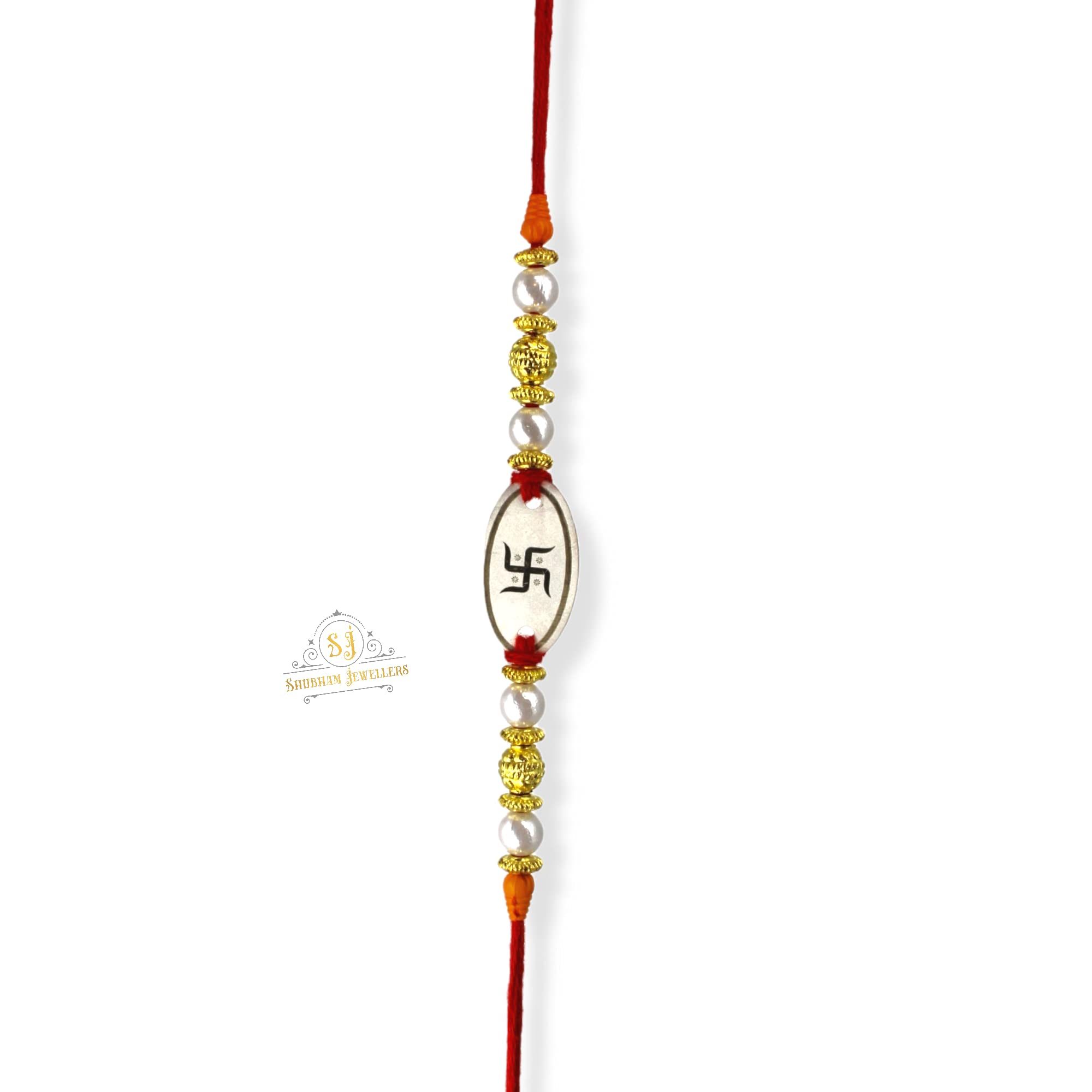 SJ Shubham Jewellers 925 Sterling Silver Sathiya Rakhi for Brother | Charm Bracelet with Roli Chawal | Raksha Bandhan Gift for Men & Boys