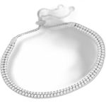 SJ SHUBHAM JEWELLERS™ 925 Sterling Silver Classy Cubic Zirconia Single Line Silver White Rhodium Solitaire Tennis Adjustable Bolo Bracelet for Women and Girls (925 Pure Silver) (Two Row)