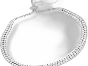 SJ SHUBHAM JEWELLERS™ 925 Sterling Silver Classy Cubic Zirconia Single Line Silver White Rhodium Solitaire Tennis Adjustable Bolo Bracelet for Women and Girls (925 Pure Silver) (Two Row)