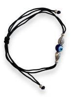 JewelYaari ™ 925 Oxidized Silver Black Cottan Thread Anklet Bracelet with Silver Ball for Girls and Women, Nazarbattu / Nazaiya Anklet Bracelet (Style11)