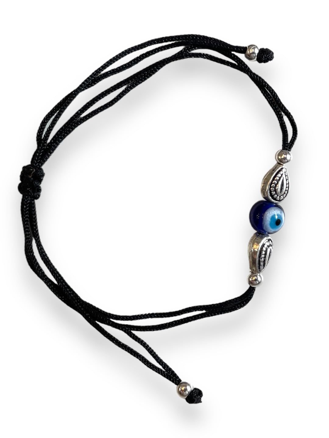 JewelYaari ™ 925 Oxidized Silver Black Cottan Thread Anklet Bracelet with Silver Ball for Girls and Women, Nazarbattu / Nazaiya Anklet Bracelet (Style11)