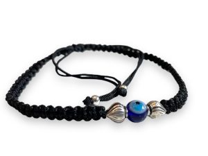 JewelYaari ™ 925 Oxidized Silver Black Cottan Thread Anklet Bracelet with Silver Ball for Girls and Women, Nazarbattu / Nazaiya Anklet Bracelet (Style12)