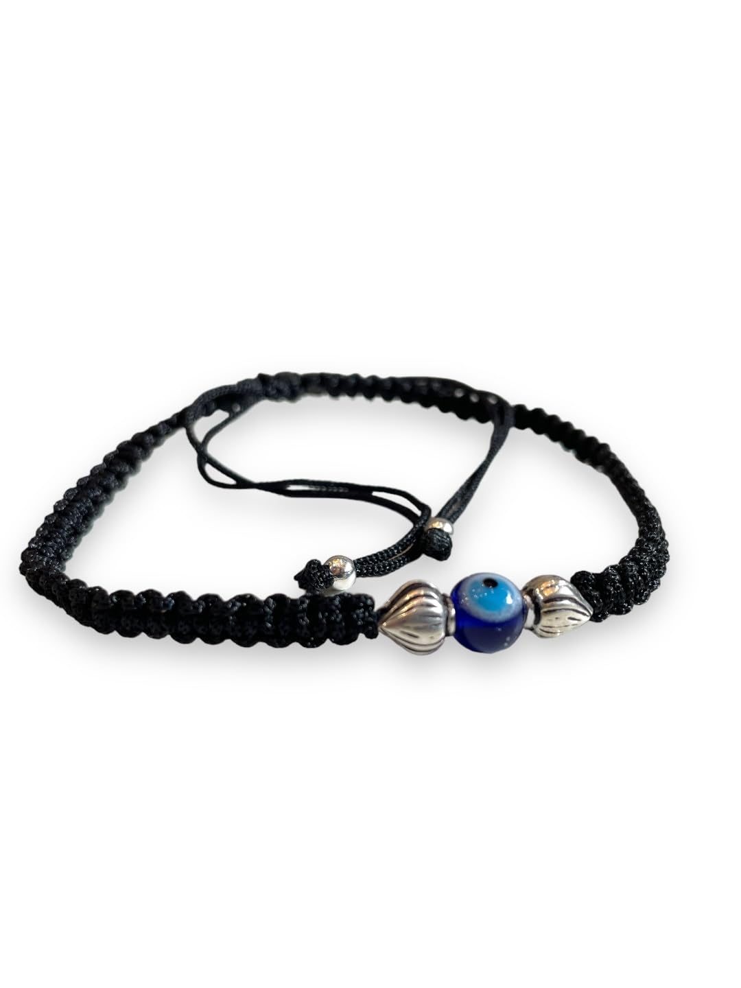 JewelYaari ™ 925 Oxidized Silver Black Cottan Thread Anklet Bracelet with Silver Ball for Girls and Women, Nazarbattu / Nazaiya Anklet Bracelet (Style12)