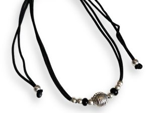 JewelYaari ™ 925 Oxidized Silver Black Cottan Thread Anklet Bracelet with Silver Ball for Girls and Women, Nazarbattu / Nazaiya Anklet Bracelet (Style5)