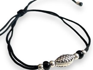 JewelYaari ™ 925 Oxidized Silver Black Cottan Thread Anklet Bracelet with Silver Ball for Girls and Women, Nazarbattu / Nazaiya Anklet Bracelet (Style6)