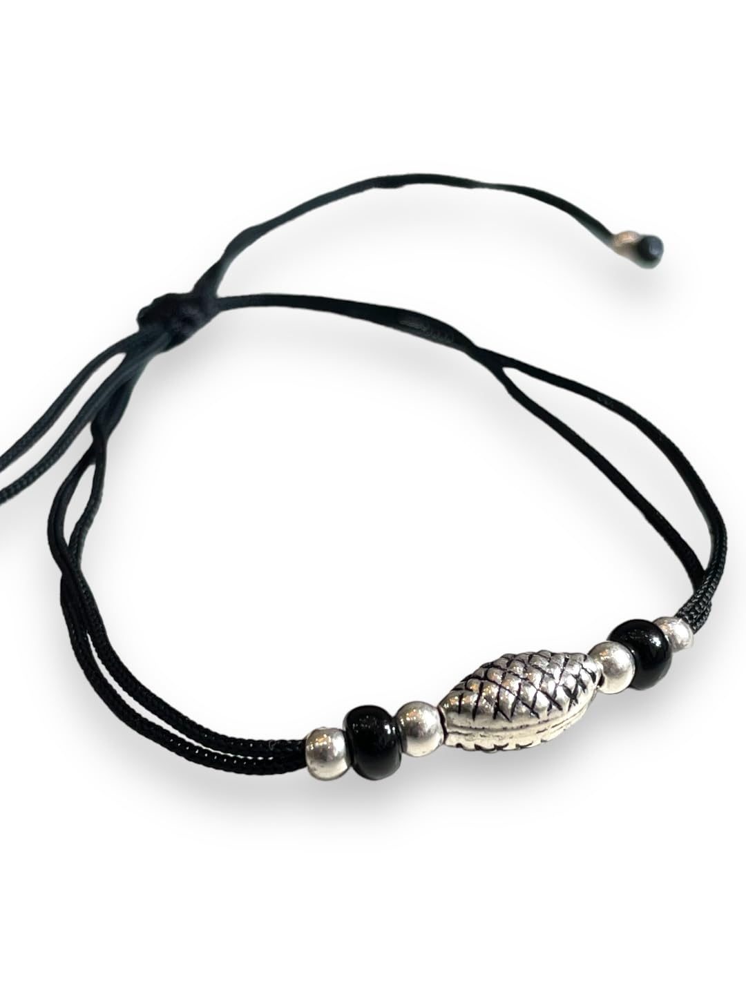 JewelYaari ™ 925 Oxidized Silver Black Cottan Thread Anklet Bracelet with Silver Ball for Girls and Women, Nazarbattu / Nazaiya Anklet Bracelet (Style6)